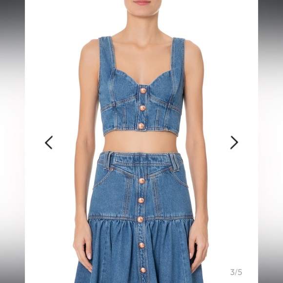 Farm Rio Cropped Jeans Top in Azul Medium Sold by Anthropologie 12 - Picture 4 of 14